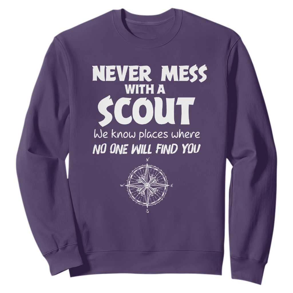 Funny Scout Sweatshirt Never Mess With A Scout Compass TS02 Purple Print Your Wear