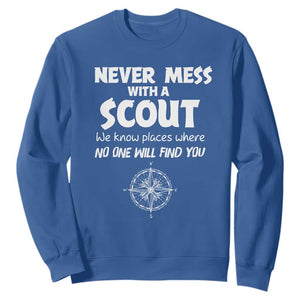 Funny Scout Sweatshirt Never Mess With A Scout Compass TS02 Royal Blue Print Your Wear
