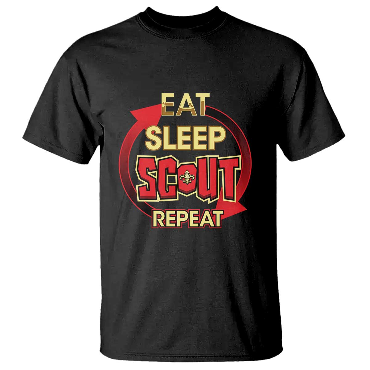 Funny Scout T Shirt Eat Sleep Scout Repeat Scouting Lovers Camping Hiking Outdoors TS02 Black Print Your Wear