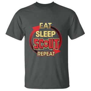 Funny Scout T Shirt Eat Sleep Scout Repeat Scouting Lovers Camping Hiking Outdoors TS02 Dark Heather Print Your Wear