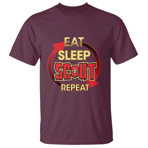 Funny Scout T Shirt Eat Sleep Scout Repeat Scouting Lovers Camping Hiking Outdoors TS02 Maroon Print Your Wear