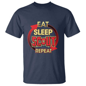 Funny Scout T Shirt Eat Sleep Scout Repeat Scouting Lovers Camping Hiking Outdoors TS02 Navy Print Your Wear