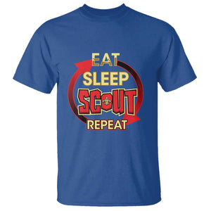 Funny Scout T Shirt Eat Sleep Scout Repeat Scouting Lovers Camping Hiking Outdoors TS02 Royal Blue Print Your Wear