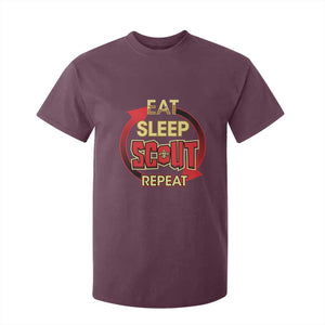 Funny Scout T Shirt For Kid Eat Sleep Scout Repeat Scouting Lovers Camping Hiking Outdoors TS02 Maroon Print Your Wear