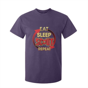 Funny Scout T Shirt For Kid Eat Sleep Scout Repeat Scouting Lovers Camping Hiking Outdoors TS02 Purple Print Your Wear