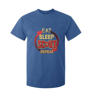 Funny Scout T Shirt For Kid Eat Sleep Scout Repeat Scouting Lovers Camping Hiking Outdoors TS02 Royal Blue Print Your Wear