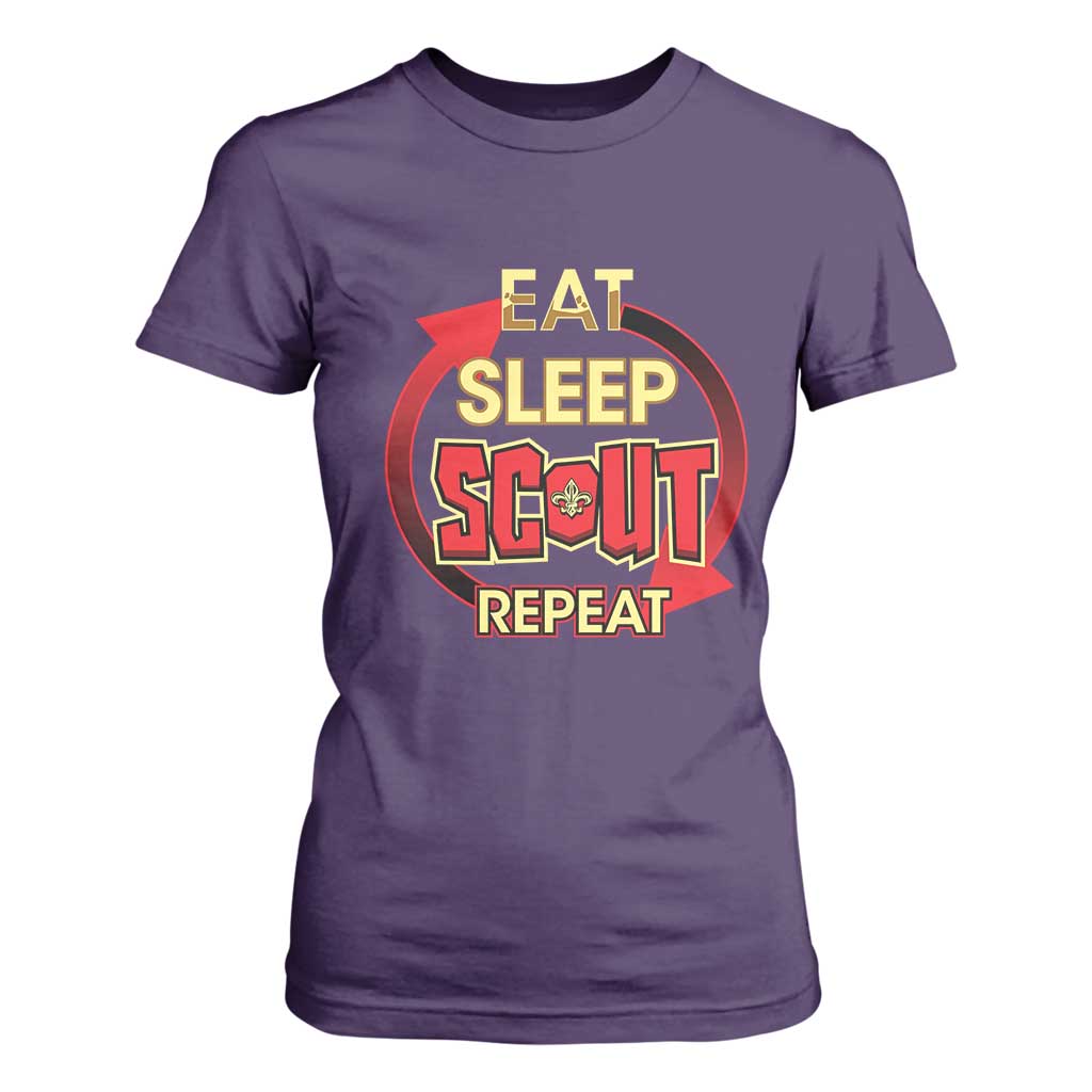Funny Scout T Shirt For Women Eat Sleep Scout Repeat Scouting Lovers Camping Hiking Outdoors TS02 Purple Print Your Wear