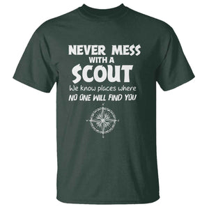 Funny Scout T Shirt Never Mess With A Scout Compass TS02 Dark Forest Green Print Your Wear