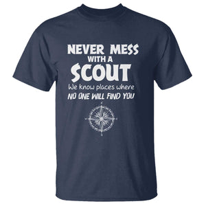 Funny Scout T Shirt Never Mess With A Scout Compass TS02 Navy Print Your Wear