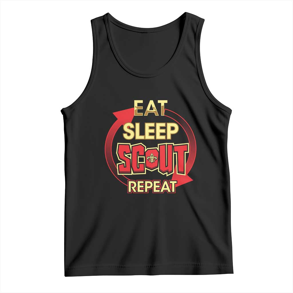 Funny Scout Tank Top Eat Sleep Scout Repeat Scouting Lovers Camping Hiking Outdoors TS02 Black Print Your Wear