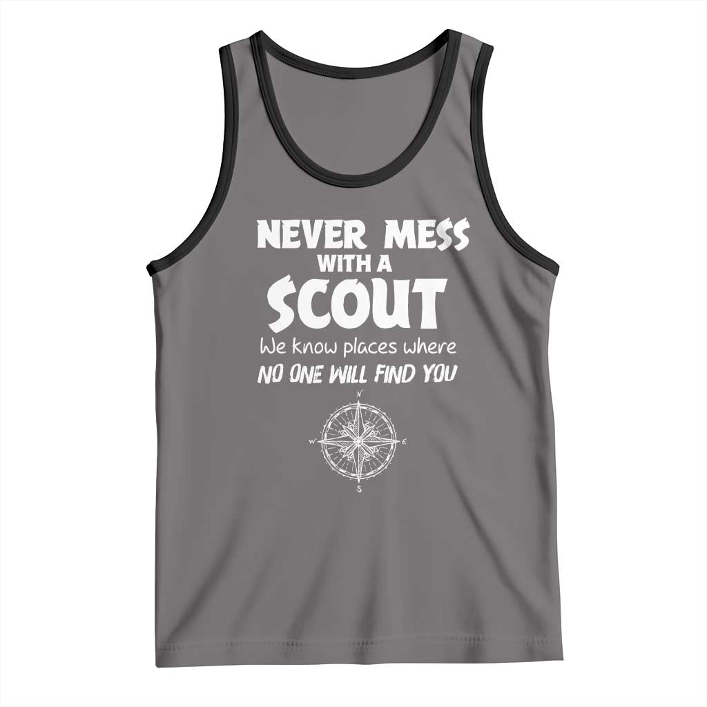 Funny Scout Tank Top Never Mess With A Scout Compass TS02 Deep Heather Black Print Your Wear