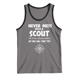 Funny Scout Tank Top Never Mess With A Scout Compass TS02 Deep Heather Black Print Your Wear