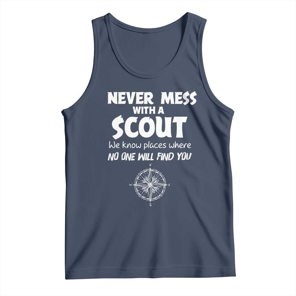 Funny Scout Tank Top Never Mess With A Scout Compass TS02 Navy Print Your Wear