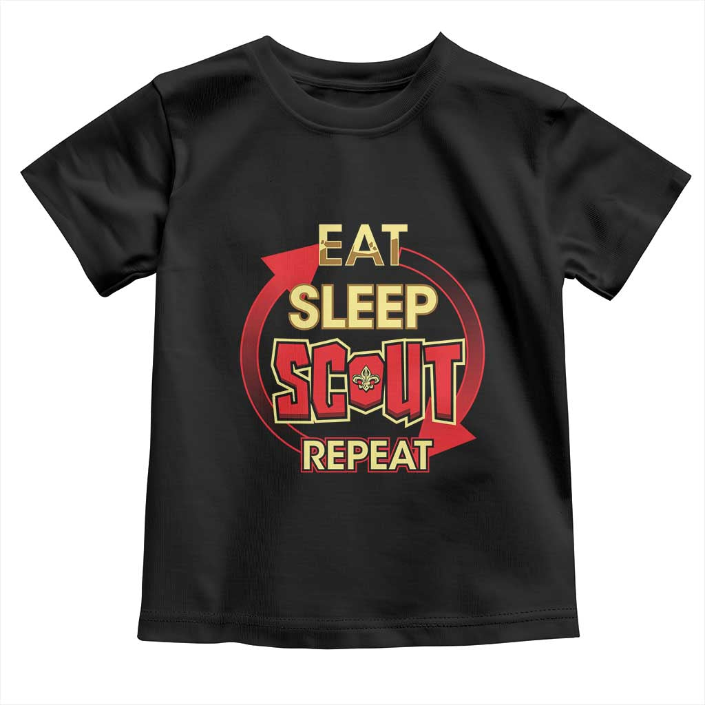 Funny Scout Toddler T Shirt Eat Sleep Scout Repeat Scouting Lovers Camping Hiking Outdoors TS02 Black Print Your Wear