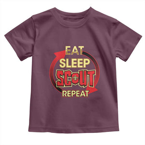 Funny Scout Toddler T Shirt Eat Sleep Scout Repeat Scouting Lovers Camping Hiking Outdoors TS02 Maroon Print Your Wear