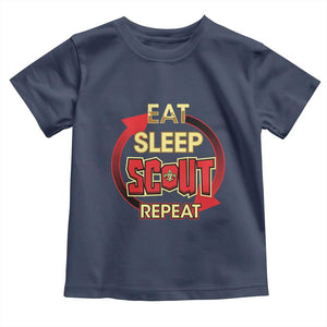 Funny Scout Toddler T Shirt Eat Sleep Scout Repeat Scouting Lovers Camping Hiking Outdoors TS02 Navy Print Your Wear
