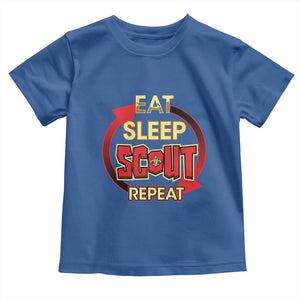 Funny Scout Toddler T Shirt Eat Sleep Scout Repeat Scouting Lovers Camping Hiking Outdoors TS02 Royal Blue Print Your Wear