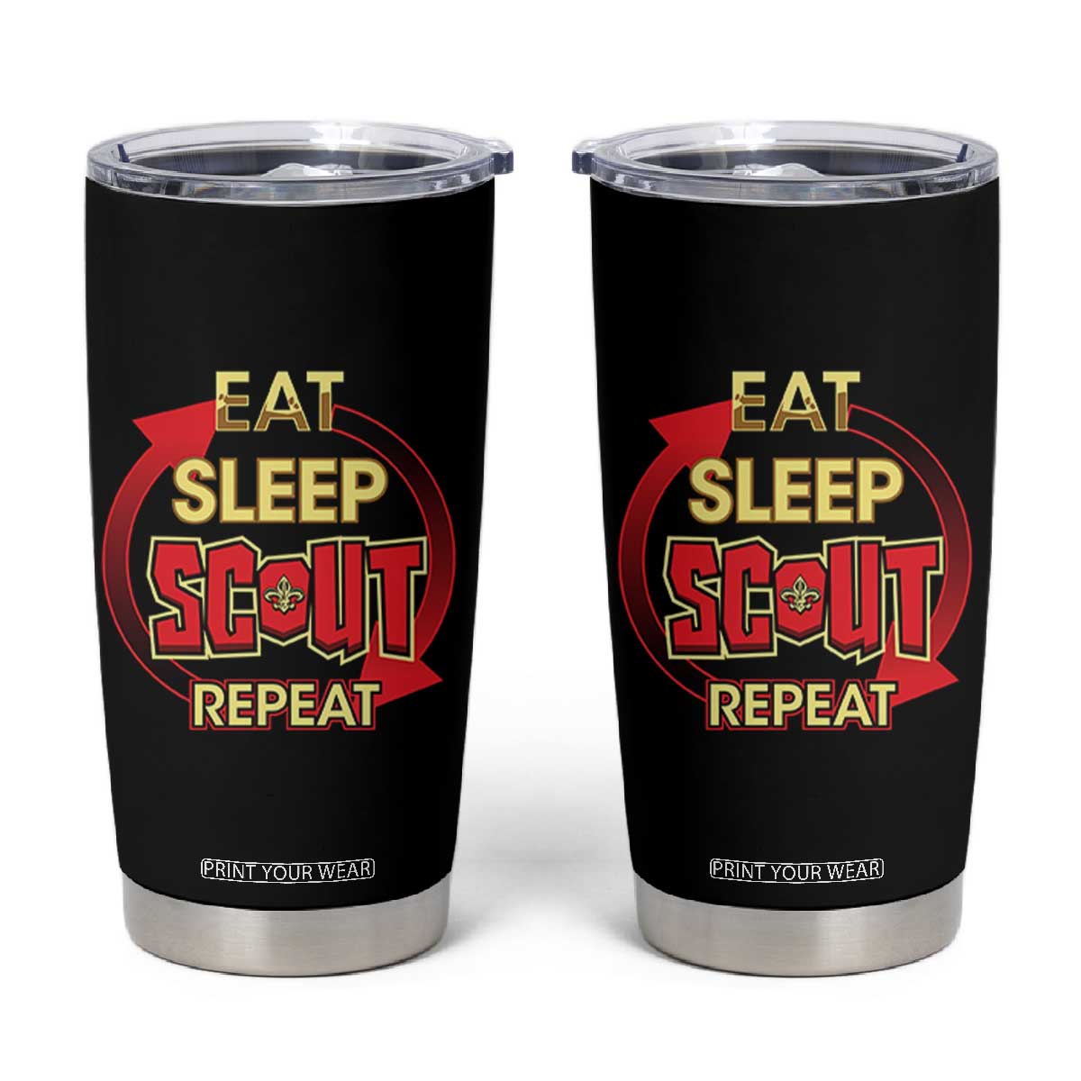 Funny Scout Tumbler Cup Eat Sleep Scout Repeat Scouting Lovers Camping Hiking Outdoors TS02 Black Print Your Wear