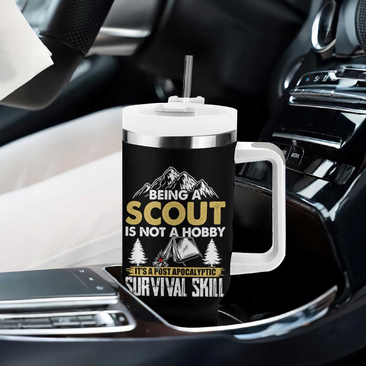 Funny Scout Tumbler With Handle Being A Scout Is Not A Hobby It's A Survial Skill Scouting TS02 Print Your Wear