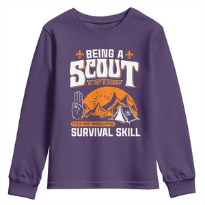Funny Scout Youth Sweatshirt Being A Scout Is Not A Hobby Survival Skill Adventure TS02 Purple Print Your Wear
