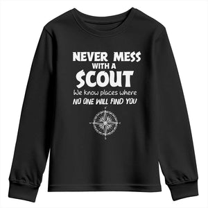 Funny Scout Youth Sweatshirt Never Mess With A Scout Compass TS02 Black Print Your Wear
