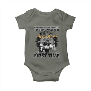 Funny Scouting Adventure Baby Onesie Doing What Your Scout Leader Told You To Do Camping Compass TS02 Military Green Print Your Wear