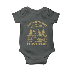 Funny Scouting Adventure Baby Onesie Doing What Your Scout Leader Told You To Do Camping Outdoors TS02 Dark Heather Print Your Wear
