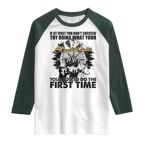 Funny Scouting Adventure Raglan Shirt Doing What Your Scout Leader Told You To Do Camping Compass TS02 White Dark Forest Green Print Your Wear