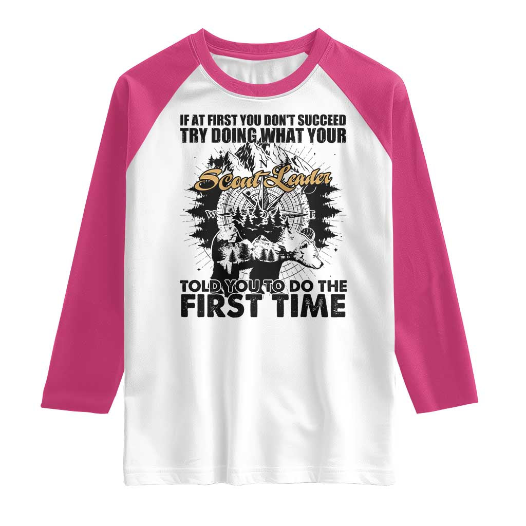 Funny Scouting Adventure Raglan Shirt Doing What Your Scout Leader Told You To Do Camping Compass TS02 White Heliconia Print Your Wear