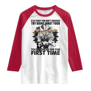 Funny Scouting Adventure Raglan Shirt Doing What Your Scout Leader Told You To Do Camping Compass TS02 White Red Print Your Wear