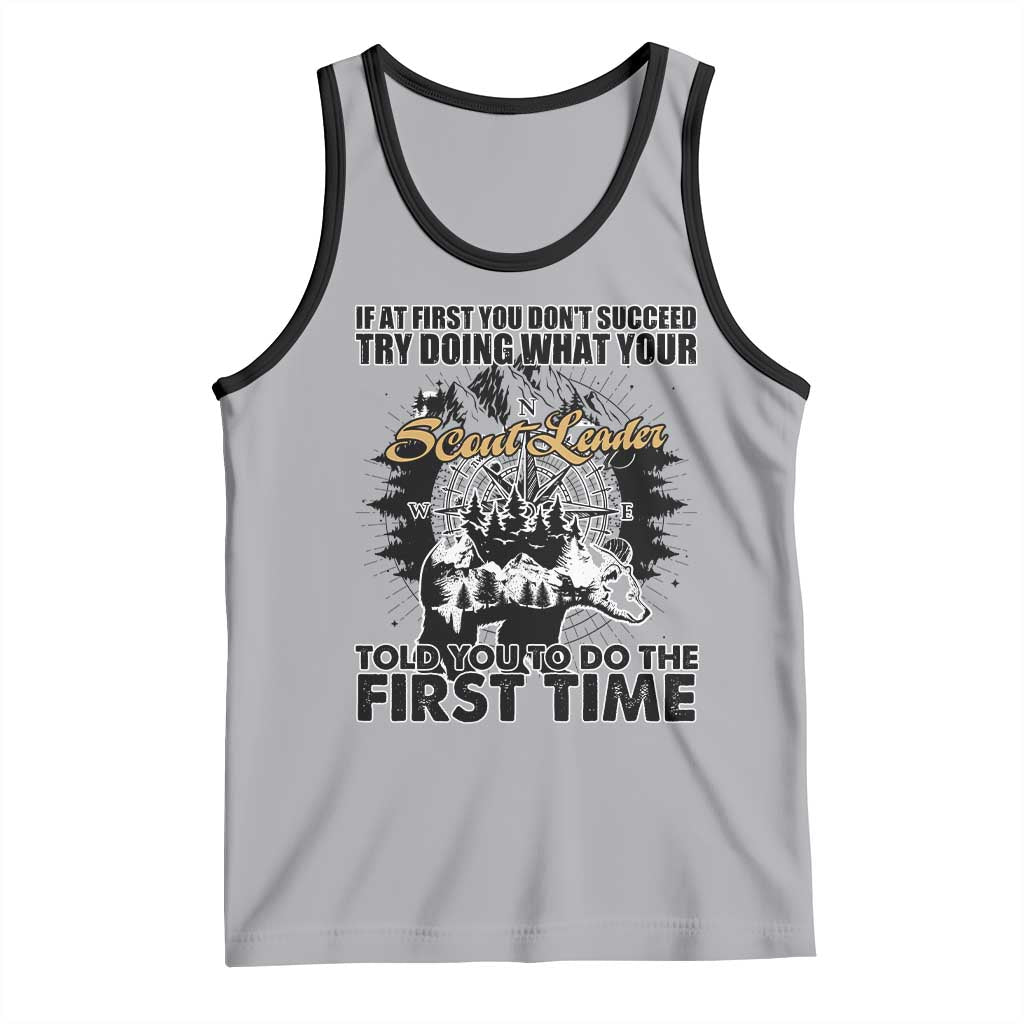 Funny Scouting Adventure Tank Top Doing What Your Scout Leader Told You To Do Camping Compass TS02 Athletic Heather Black Print Your Wear