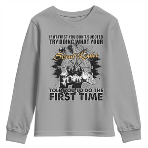 Funny Scouting Adventure Youth Sweatshirt Doing What Your Scout Leader Told You To Do Camping Compass TS02 Sport Gray Print Your Wear