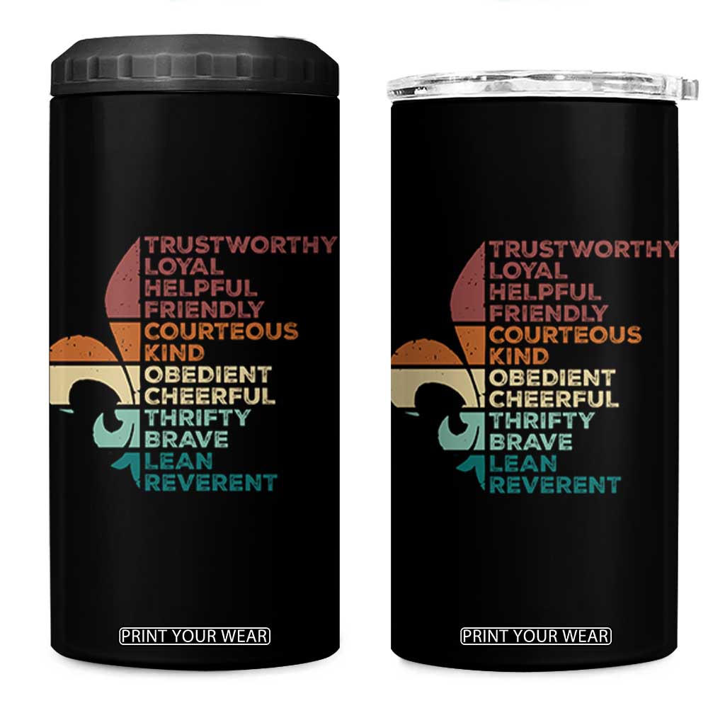 Funny Scouting Leader Law 4 in 1 Can Cooler Tumbler Vintage Fleur De Lis TS11 One Size: 16 oz Black Print Your Wear