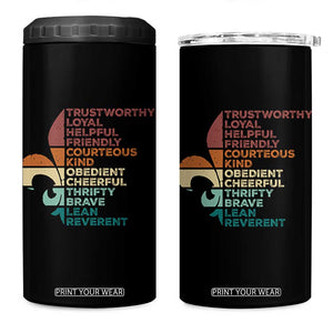 Funny Scouting Leader Law 4 in 1 Can Cooler Tumbler Vintage Fleur De Lis TS11 One Size: 16 oz Black Print Your Wear