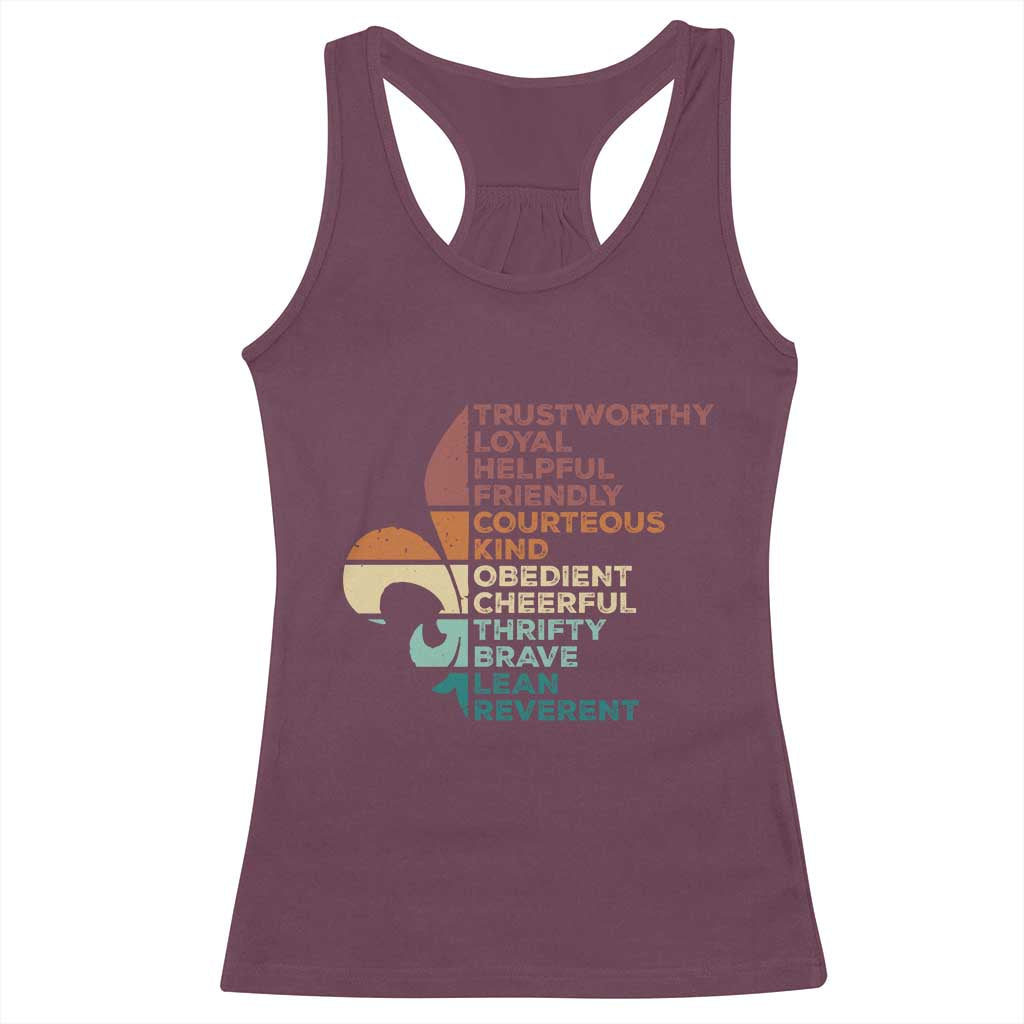 Funny Scouting Leader Law Racerback Tank Top Vintage Fleur De Lis TS11 Maroon Print Your Wear