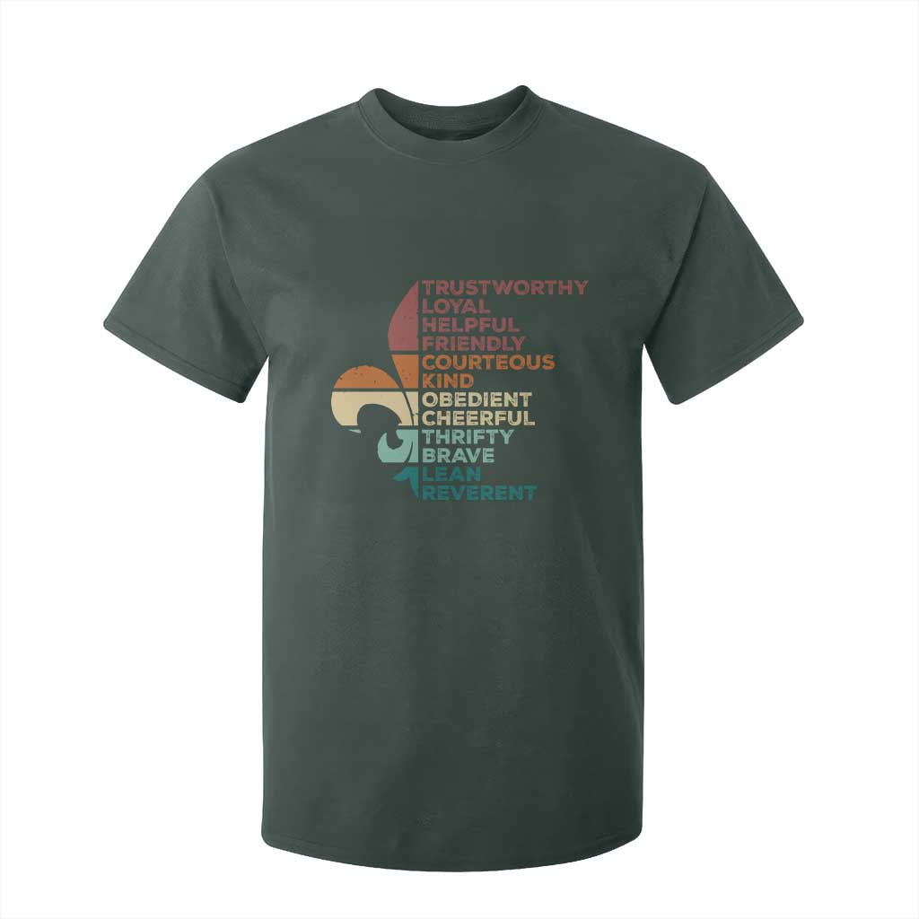 Funny Scouting Leader Law T Shirt For Kid Vintage Fleur De Lis TS11 Dark Forest Green Print Your Wear