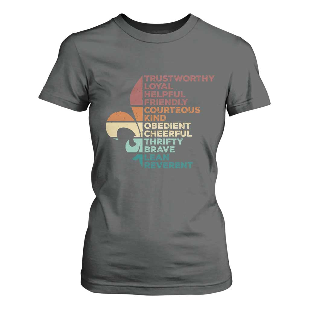 Funny Scouting Leader Law T Shirt For Women Vintage Fleur De Lis TS11 Dark Heather Print Your Wear