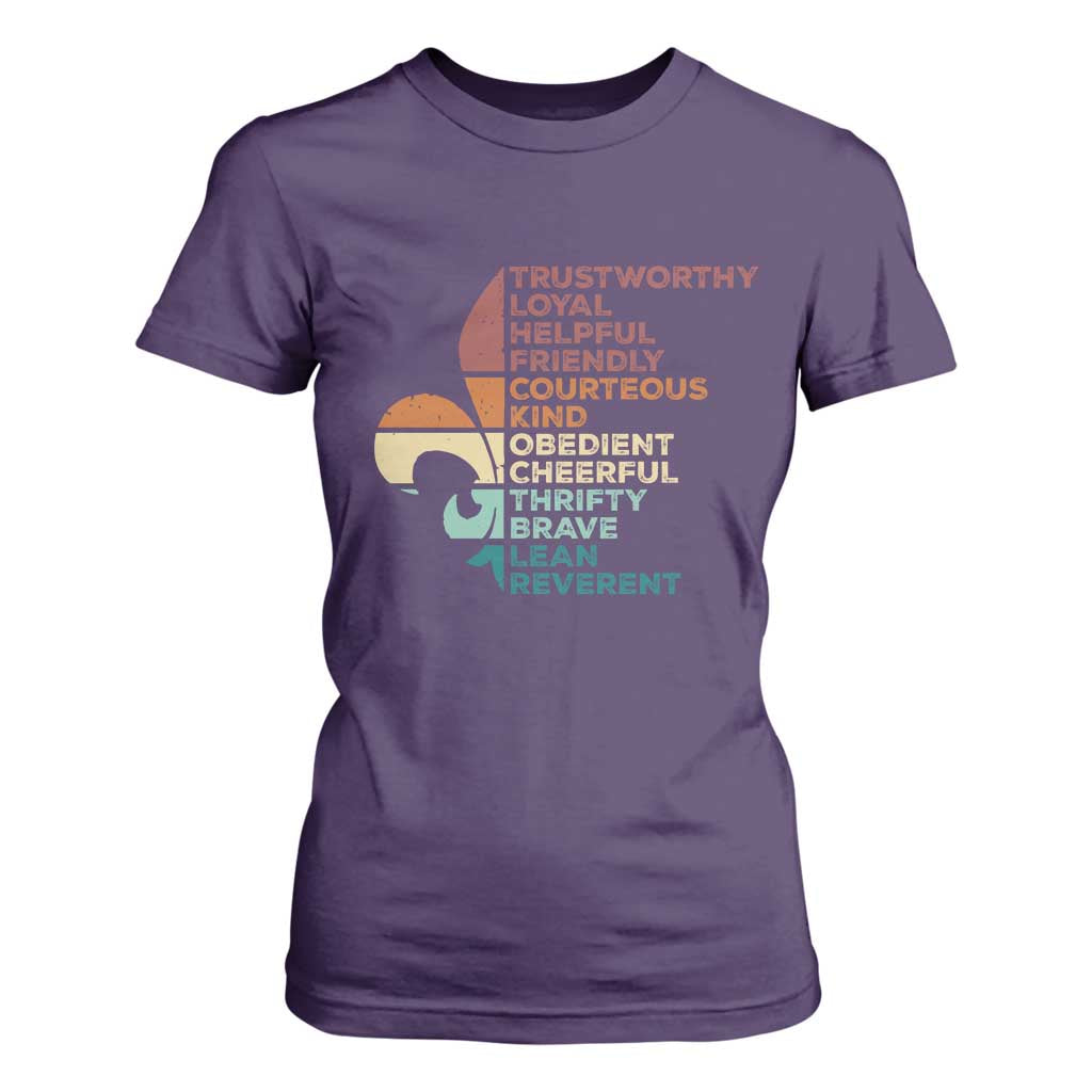 Funny Scouting Leader Law T Shirt For Women Vintage Fleur De Lis TS11 Purple Print Your Wear