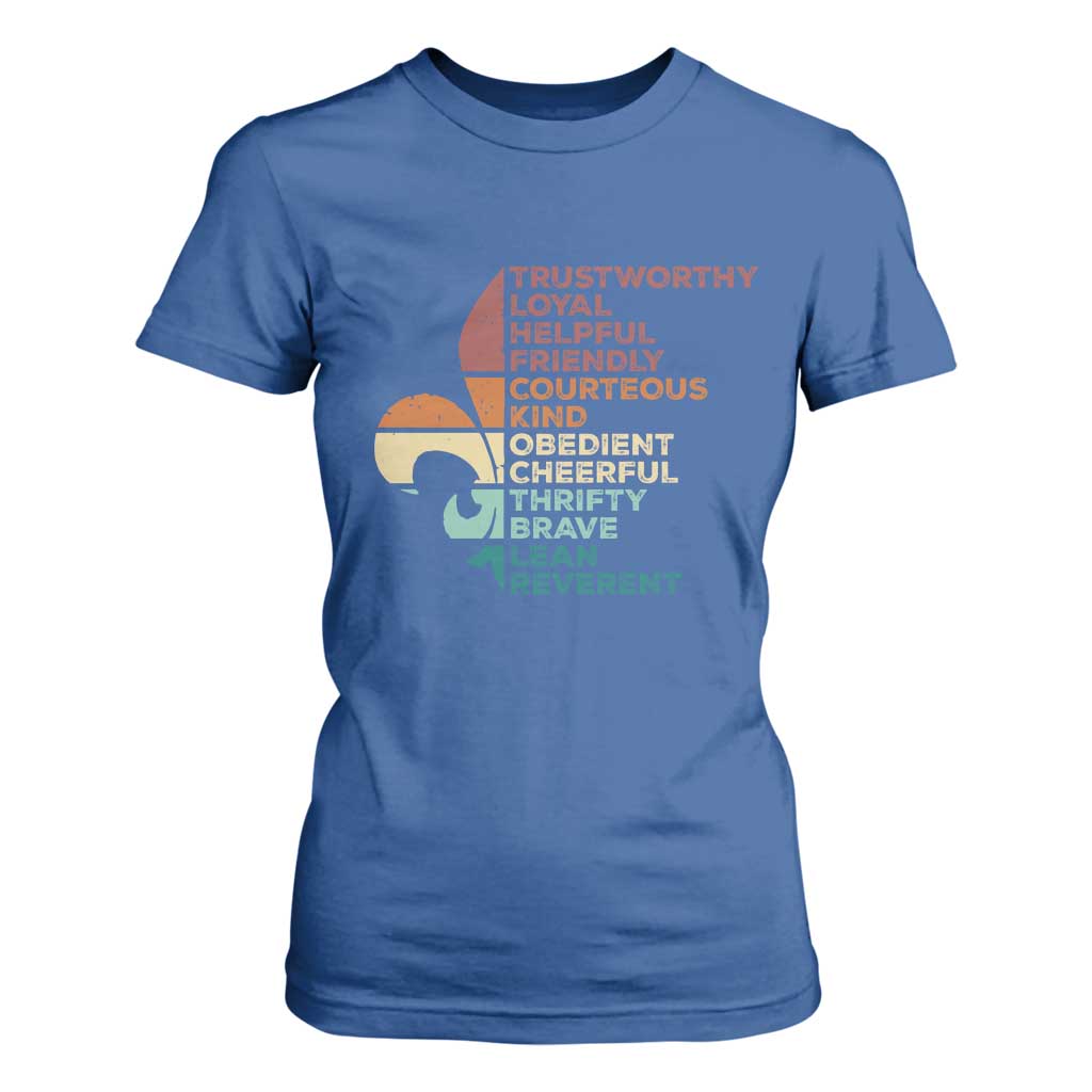 Funny Scouting Leader Law T Shirt For Women Vintage Fleur De Lis TS11 Royal Blue Print Your Wear