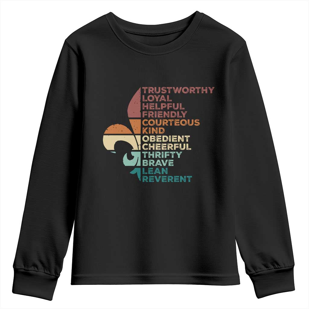 Funny Scouting Leader Law Youth Sweatshirt Vintage Fleur De Lis TS11 Black Print Your Wear