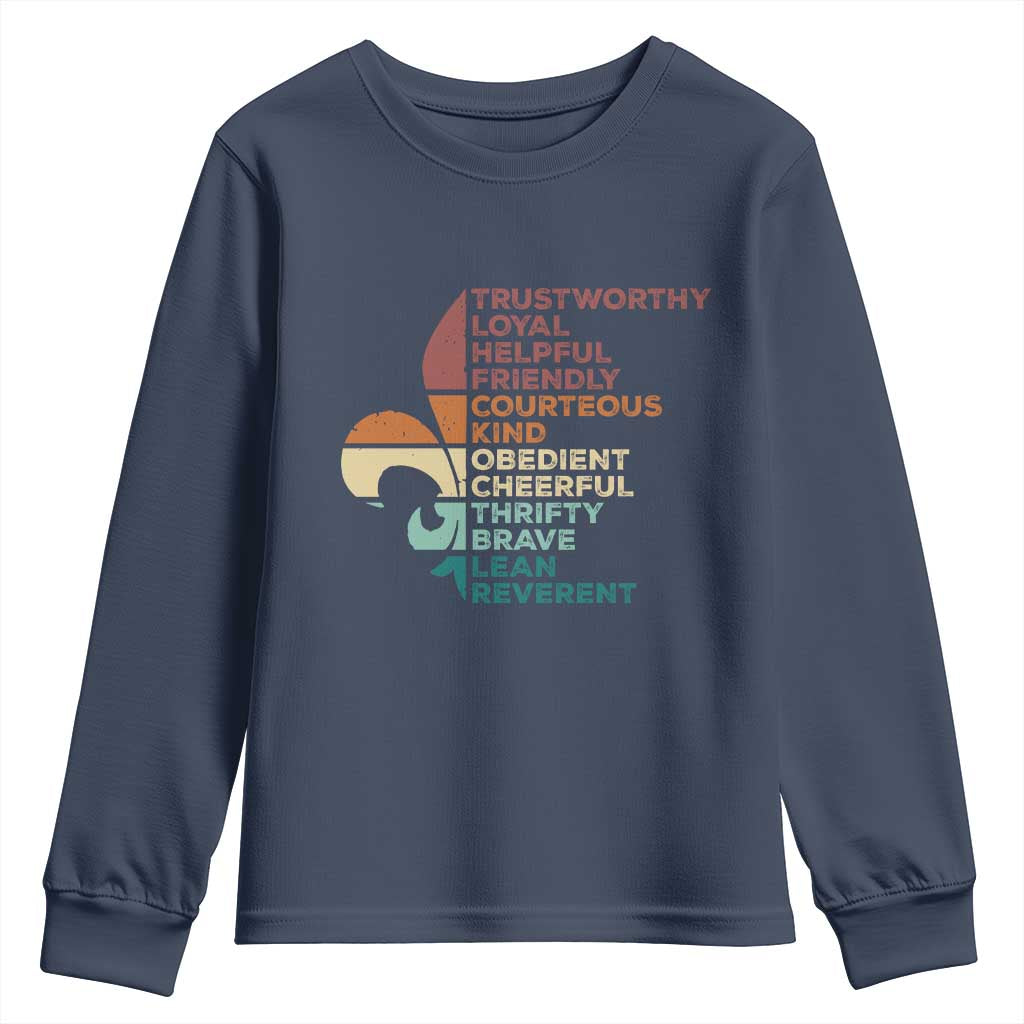 Funny Scouting Leader Law Youth Sweatshirt Vintage Fleur De Lis TS11 Navy Print Your Wear