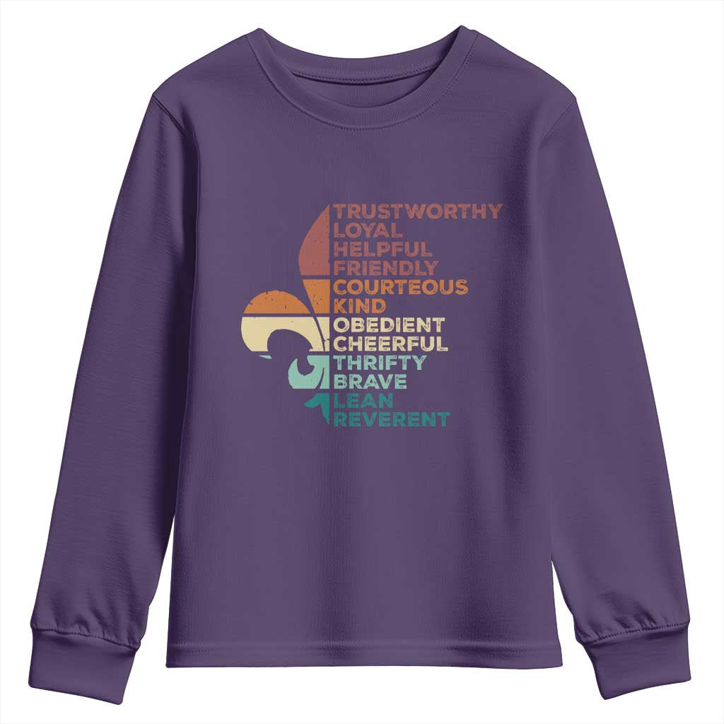 Funny Scouting Leader Law Youth Sweatshirt Vintage Fleur De Lis TS11 Purple Print Your Wear