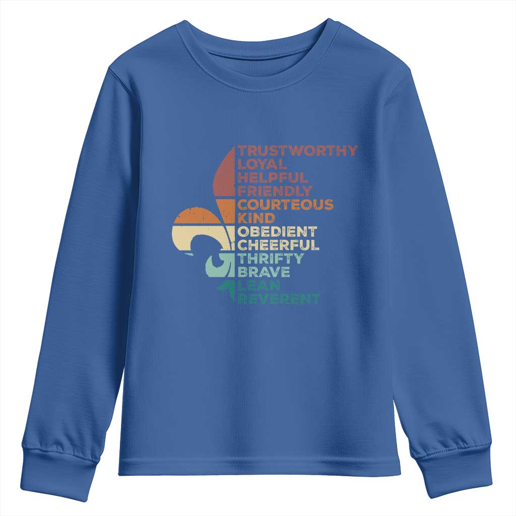 Funny Scouting Leader Law Youth Sweatshirt Vintage Fleur De Lis TS11 Royal Blue Print Your Wear