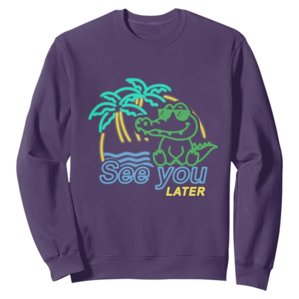 Funny See You Later Teacher Summer Alligator Sweatshirt Later Gator Last Day Of School TS11 Purple Print Your Wear