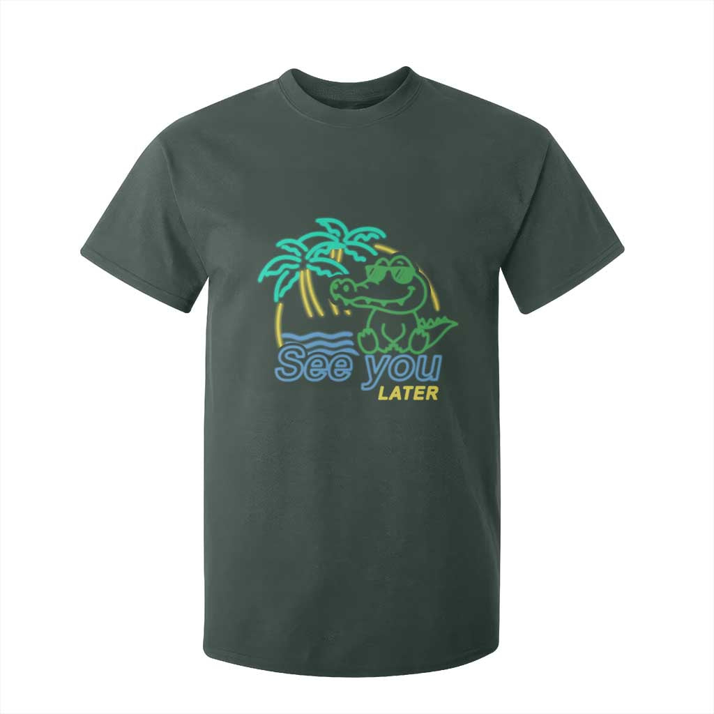 Funny See You Later Teacher Summer Alligator T Shirt For Kid Later Gator Last Day Of School TS11 Dark Forest Green Print Your Wear