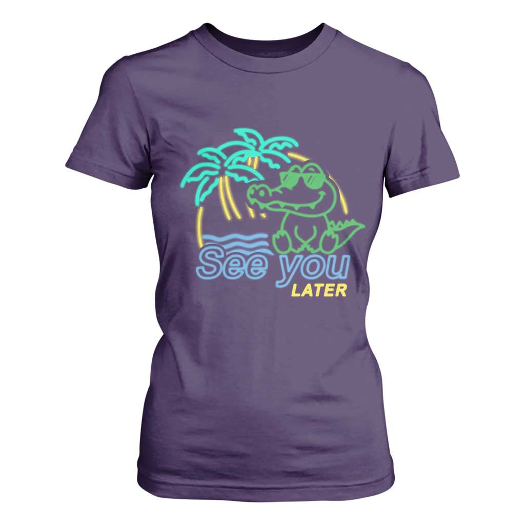 Funny See You Later Teacher Summer Alligator T Shirt For Women Later Gator Last Day Of School TS11 Purple Print Your Wear