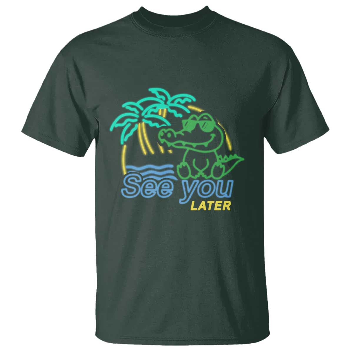 Funny See You Later Teacher Summer Alligator T Shirt Later Gator Last Day Of School TS11 Dark Forest Green Print Your Wear