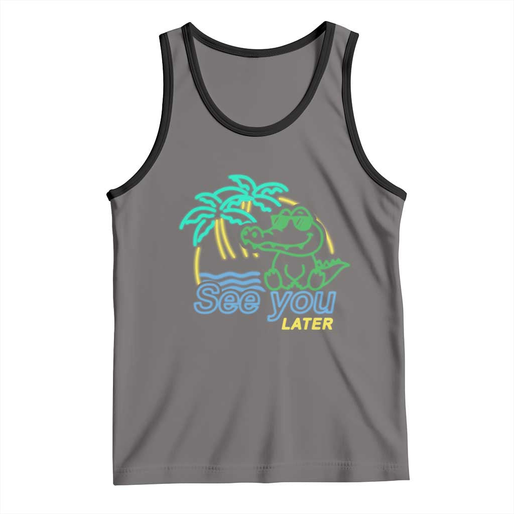 Funny See You Later Teacher Summer Alligator Tank Top Later Gator Last Day Of School TS11 Deep Heather Black Print Your Wear