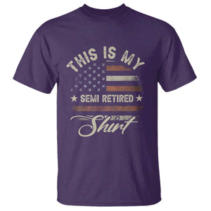 Funny Semi Retirement T Shirt This Is My Semi Retired Slogan Pun American Flag TS11 Purple Print Your Wear