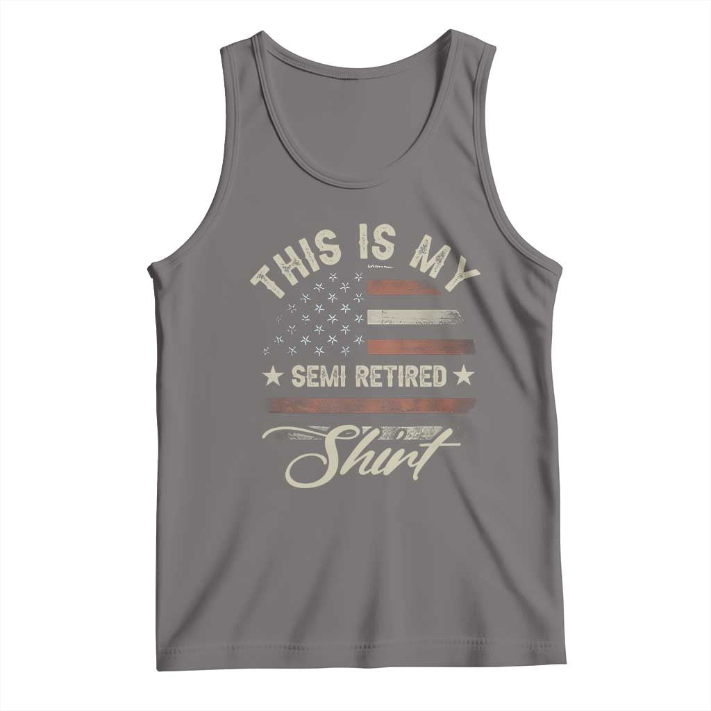 Funny Semi Retirement Tank Top This Is My Semi Retired Slogan Pun American Flag TS11 Deep Heather Print Your Wear